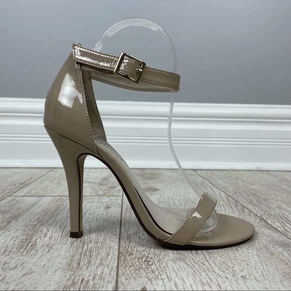 Pierre Dumas 7.5 ankle strap sandals heels open toe nude beige - Picture 2 of 4
